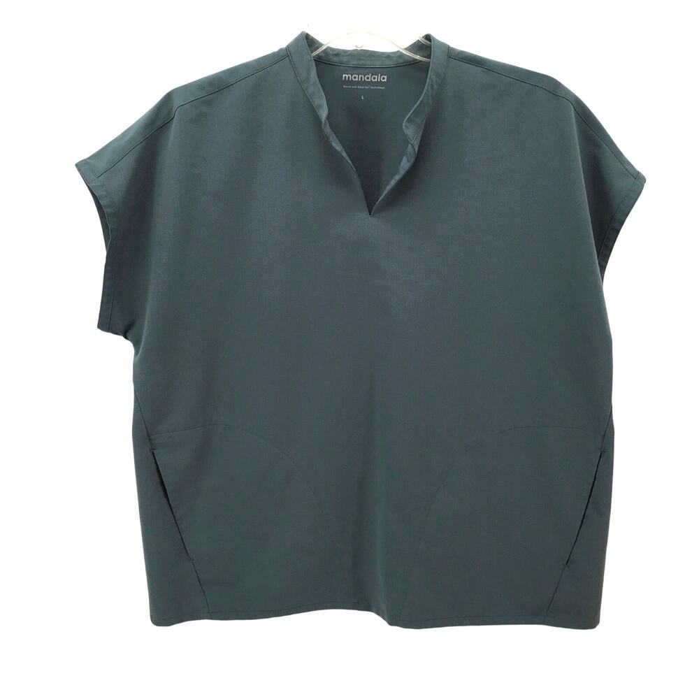 Mandala Mandarin Dolman Relaxed Oversized Scrub Top Green L Nursing Medical